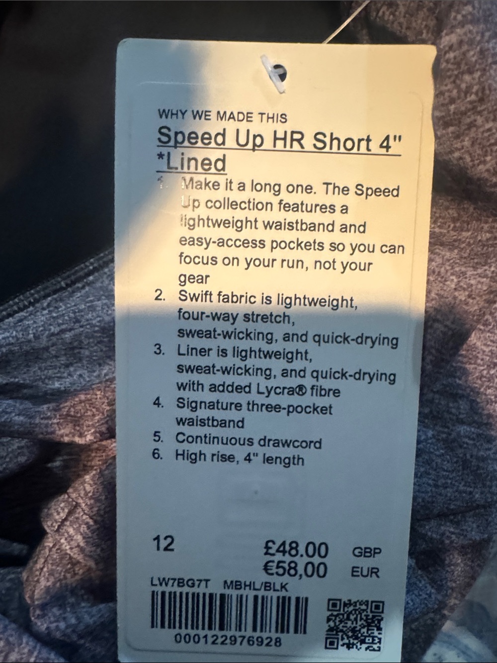 NWT Lululemon Speed Up HR Short 4” Lined - Picture 3 of 3